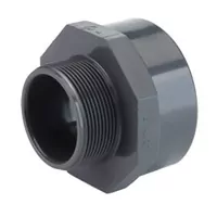 Grey PVC-U threaded increaser R/Rp fitting, 16 Bar pressure rating.