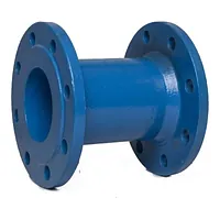 Blue 400mm double flanged pipe fitting.