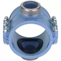 Polypropylene double clamp saddle 664 with a stainless steel reinforcing ring.
