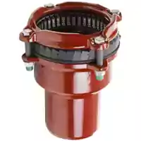 Red cast iron wide range reduced spigot end restraint for 16 Bar pipes.