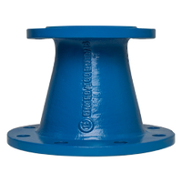 Blue cast iron reducing bush with PN16 flanges.