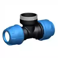 90° polypropylene tee with 16 Bar threaded female off-take.