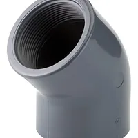 Grey PVC-U threaded 45-degree elbow fitting, 16 Bar.