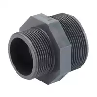 PVC-U threaded reducing nipple with a 16 Bar pressure rating.