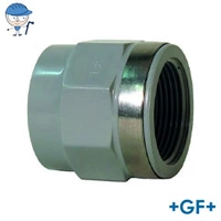 PVC-C metric socket with Rp female thread and reinforcing ring, 16 Bar.
