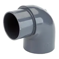90-degree M/F threaded PVC-U elbow fitting for industrial piping, grey plastic male-female pressure connector.