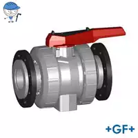 PVC-C ball valve Type 546 with backing flanges, 16 Bar.