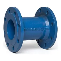 Blue double flanged pipe, 500mm length.