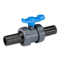 PVC-U ball valve with PE100 SDR11 spigots, 16 Bar.