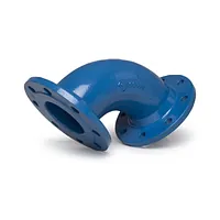 Blue double flanged ductile iron elbow 90 degrees with mounting holes