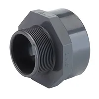 Grey PVC-U threaded increaser R/Rp fitting, 16 Bar pressure rating.