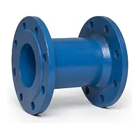 Blue 200mm double flanged pipe fitting.