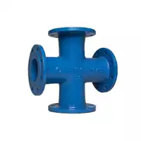 Blue all flanged cross pipe fitting.