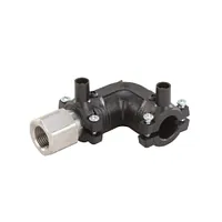 Transition 90° elbow in PE100 polyethylene and stainless steel with a female threaded inlet, 16 Bar.