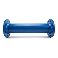 Blue double flanged pipe spool, 1000mm length.