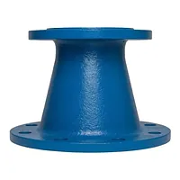 Blue cast iron reducing bush with PN16 flanges.