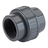 PVC-U threaded union pipe fitting, 16 Bar pressure rating.