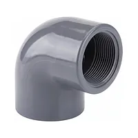 Grey threaded elbow 90 degrees PVC-U fitting with internal screw thread
