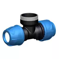 90° polypropylene tee with 16 Bar threaded female off-take.
