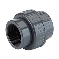 PVC-U threaded union pipe fitting, 16 Bar pressure rating.