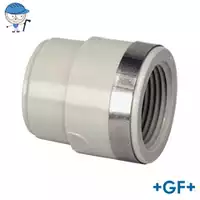 GF+ PP-H metric reducing bush with a reinforced Rp internal thread, 16 Bar.