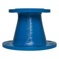 Blue cast iron reducing bush with PN16 flanges.