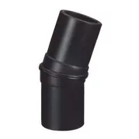 Black 15-degree PEHD elbow pipe fitting.