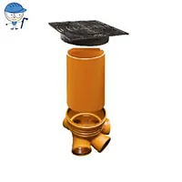PE-HD sewerage manhole 315/160 with a 3-in/1-out base and an A15 cast iron lid.