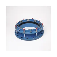 Blue ductile iron flange adaptor for PE/PVC pipes PN16 with tightening bolts