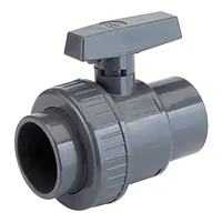 PVC-U single union ball valve with 16 Bar rating and solvent cement sockets.
