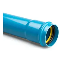 Blue PVC-A PN12.5 pipe with a gasketed bell-end.