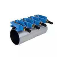 Blucast L=500mm pipe repair clamp with a 16 Bar pressure rating.