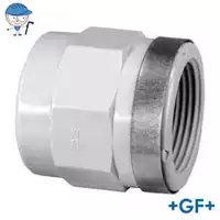 Standard PP-H adaptor socket with a reinforced metric Rp female thread, 10 Bar.