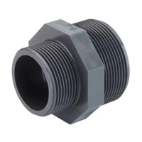 PVC-U threaded reducing nipple with a 16 Bar pressure rating.