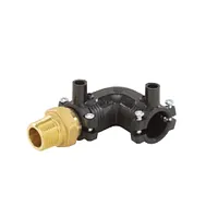 PE100 polyethylene to brass transition 90° elbow with a male threaded end, 16 Bar.