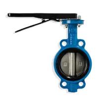 16 Bar cast iron butterfly valve VBSS with a black lever handle.