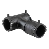 PE100 electrofusion equal tee fitting in black polyethylene, 16 Bar.