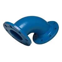 90-degree flanged cast iron elbow, 16 Bar.