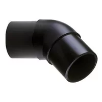 Black 45-degree PEHD polythene elbow pipe fitting, 16 Bar.