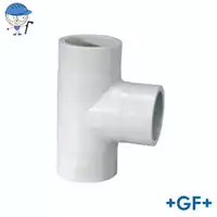 PP-H 90° equal standard tee pipe fitting, SDR17.6, for 10 Bar systems.