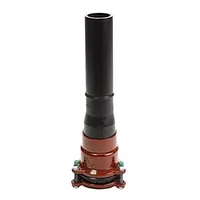 Cast iron wide range PE adaptor restraint, 16 Bar, with black PE pipe spigot.