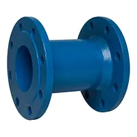 Blue double flanged pipe with a 600mm length.