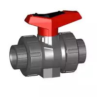 PVC-U ball valve type 546 with 16 Bar pressure rating and cement sockets.