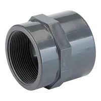 Grey PVC-U plain to Rp threaded socket adapter, 16 Bar.