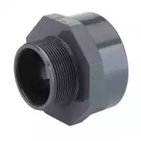 Grey PVC-U threaded increaser R/Rp fitting, 16 Bar pressure rating.