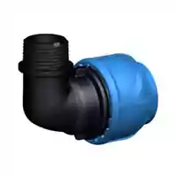 Polypropylene iJoint 90° elbow with a male threaded outlet, rated for 16 Bar.