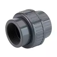 PVC-U threaded union pipe fitting, 16 Bar pressure rating.