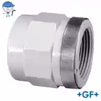 Standard PP-H adaptor socket with a reinforced metric Rp female thread, 10 Bar.