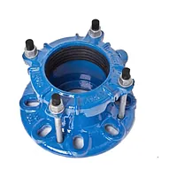 Blue ultra wide range flange adaptor in ductile iron PN16 with rubber seal and steel bolts