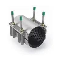 Georg Fischer Multi/Clamp double pipe repair clamp with rubber lining and green-capped bolts